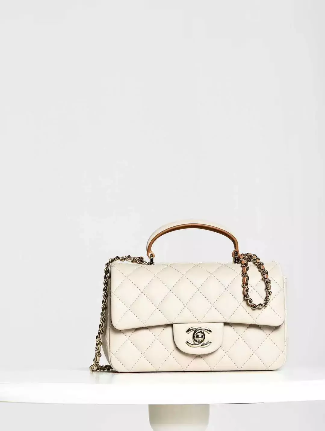 CHANEL 23S CF20 奶茶拼色手腕包