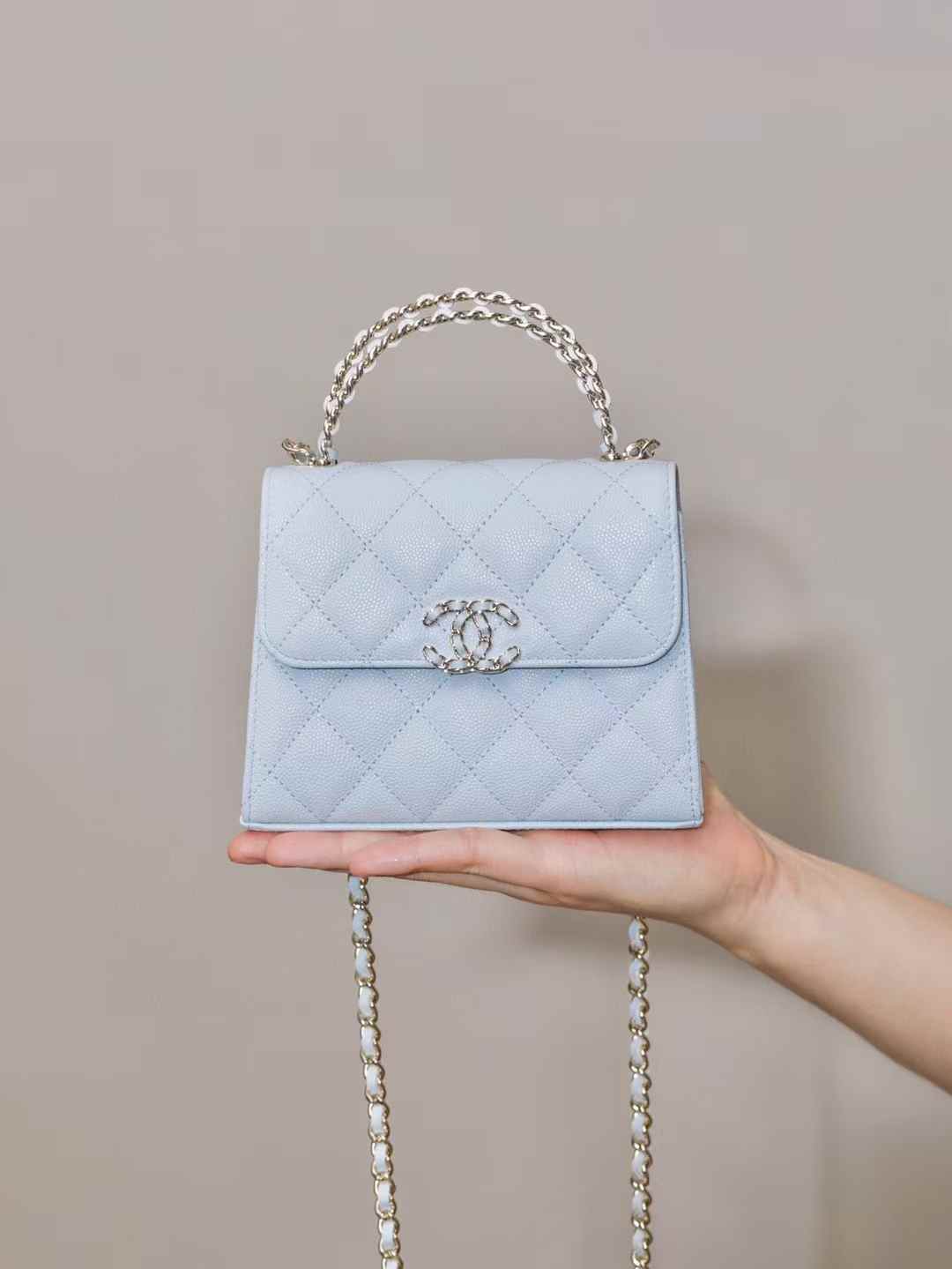 CHANEL 25S kelly 春夏系列 手把包 淺藍