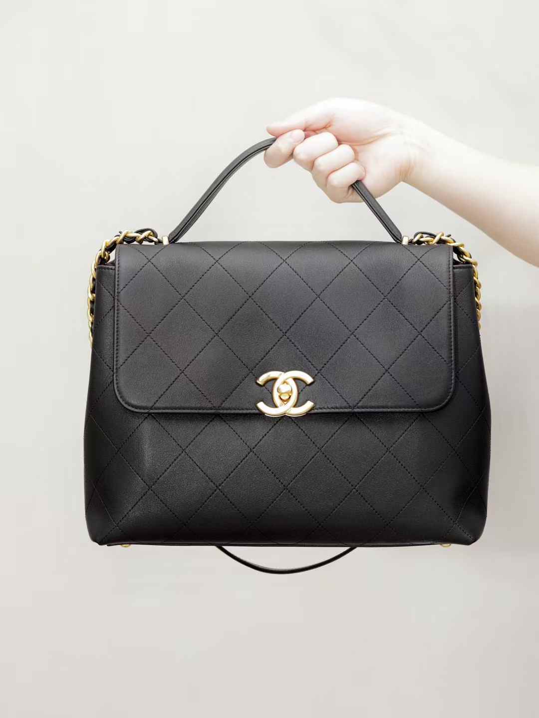 CHANEL 25S 手挽斜背口蓋包公事包 中號