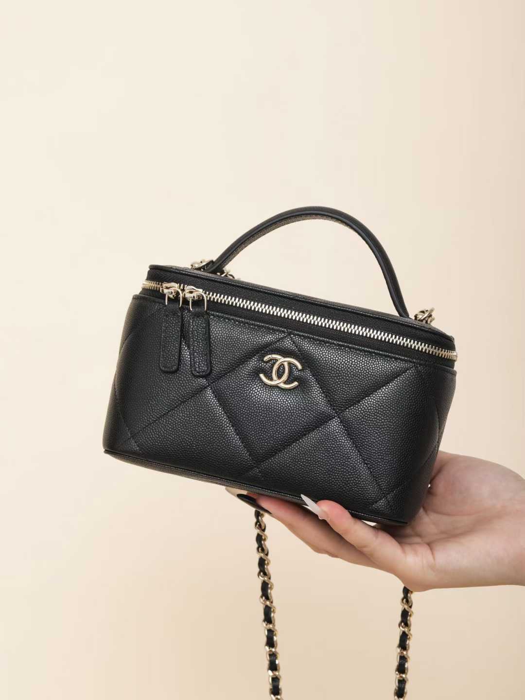 CHANEL 25K大菱格 手柄盒子包 化妝包 (三色)