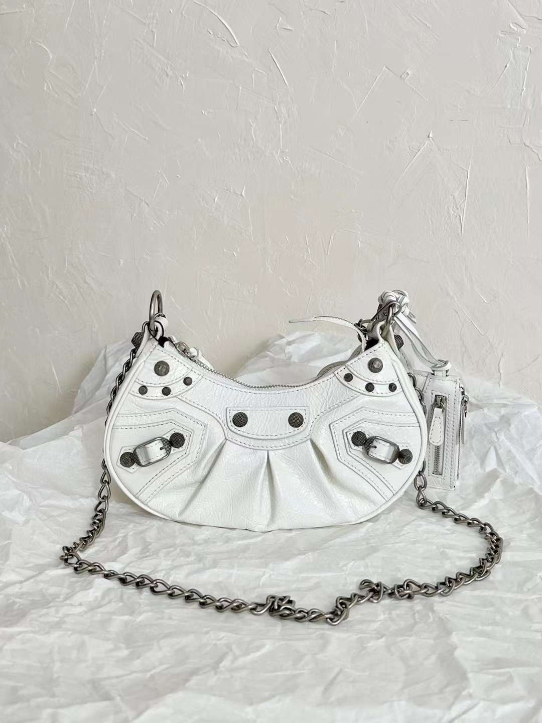 BALEN_GAGA LE CAGOLE 粗鏈條機車包 白色XS