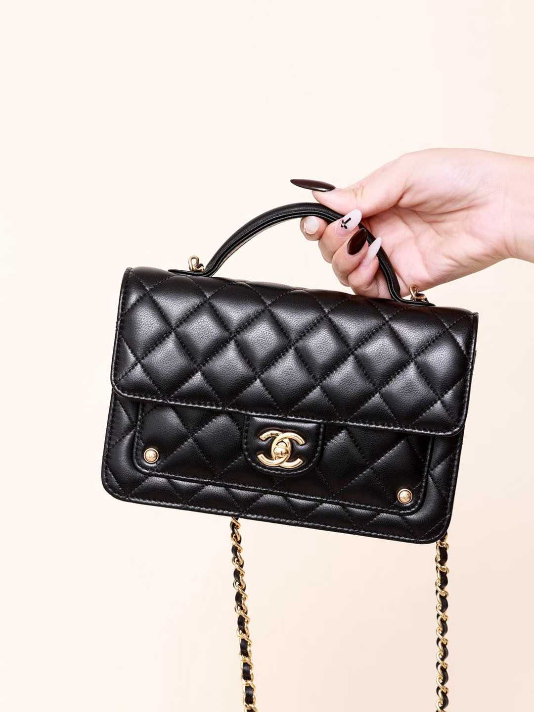 CHANEL 25B 鉚釘mini手提郵差包