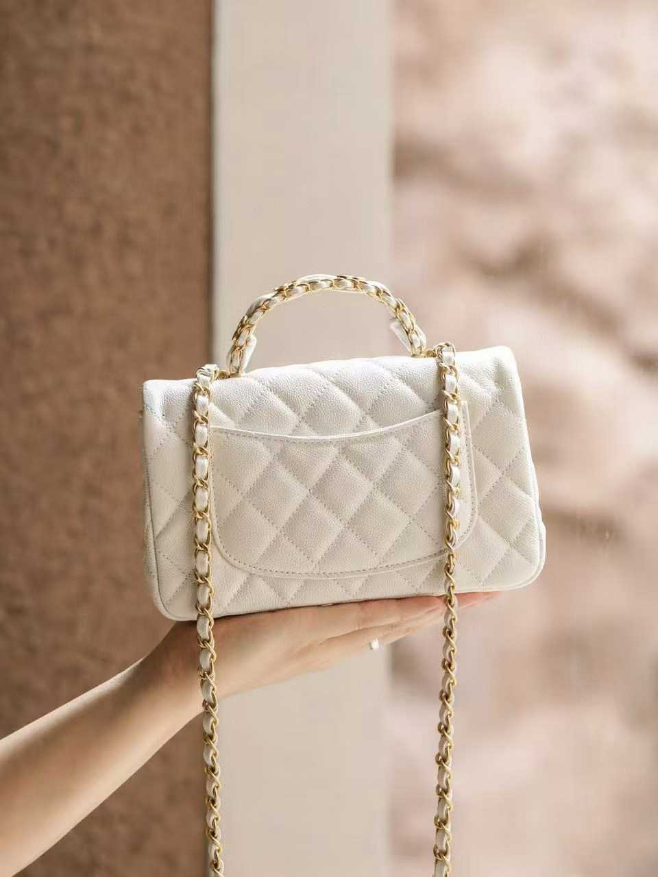 CHANEL 25B LOGO手柄CF口蓋包 大mini (兩色)