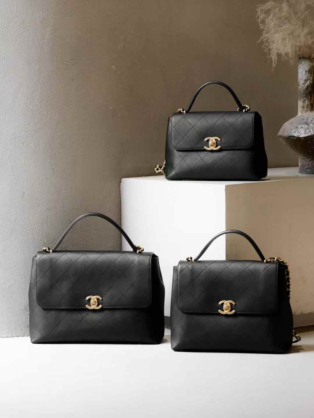 CHANEL 25S 手挽斜背口蓋包公事包 中號