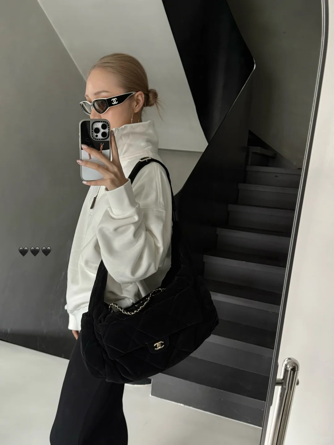 CHANEL 25N 滑雪系列 黑絲絨HOBO 滑雪包 中號