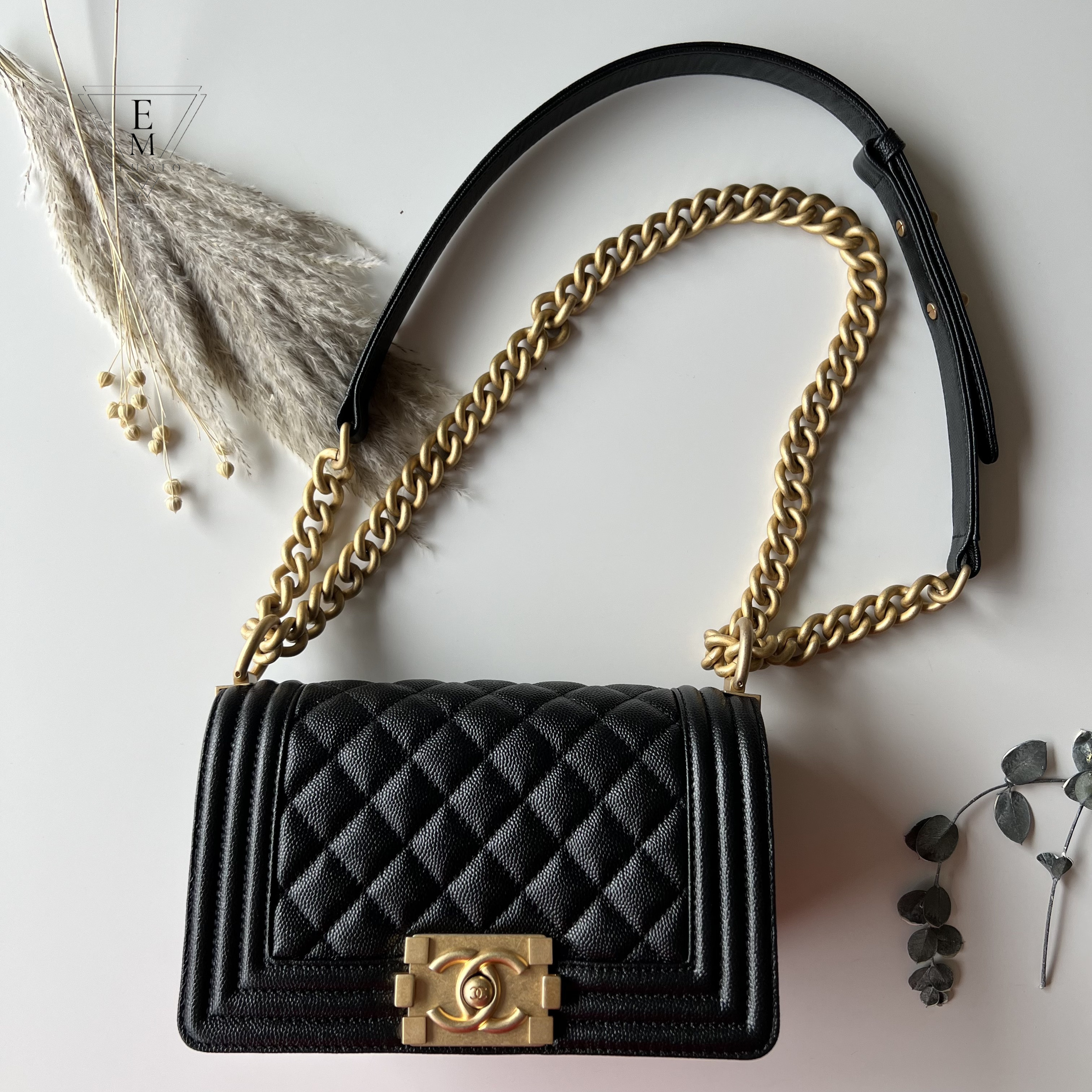 CHANEL LE BOY 魚子醬 20CM 口蓋包