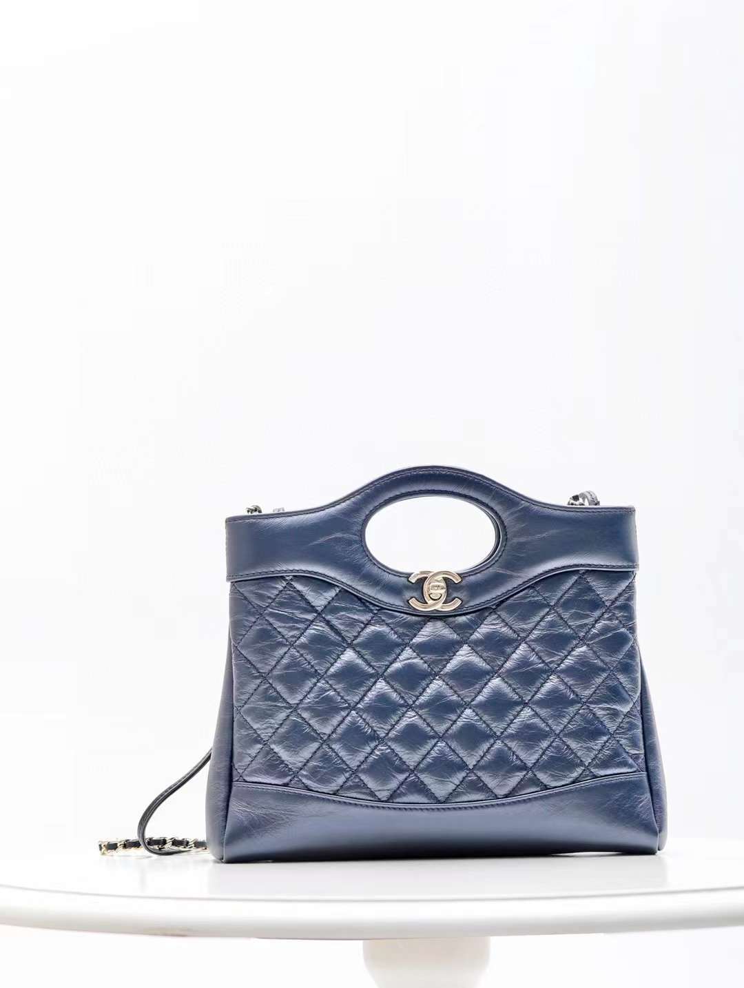 CHANEL 23A 31MINI SHOPPING BAG 經典中古側背包 寶藍色