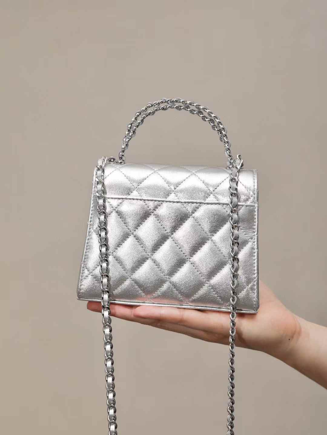 CHANEL 25S kelly 手柄包(銀)