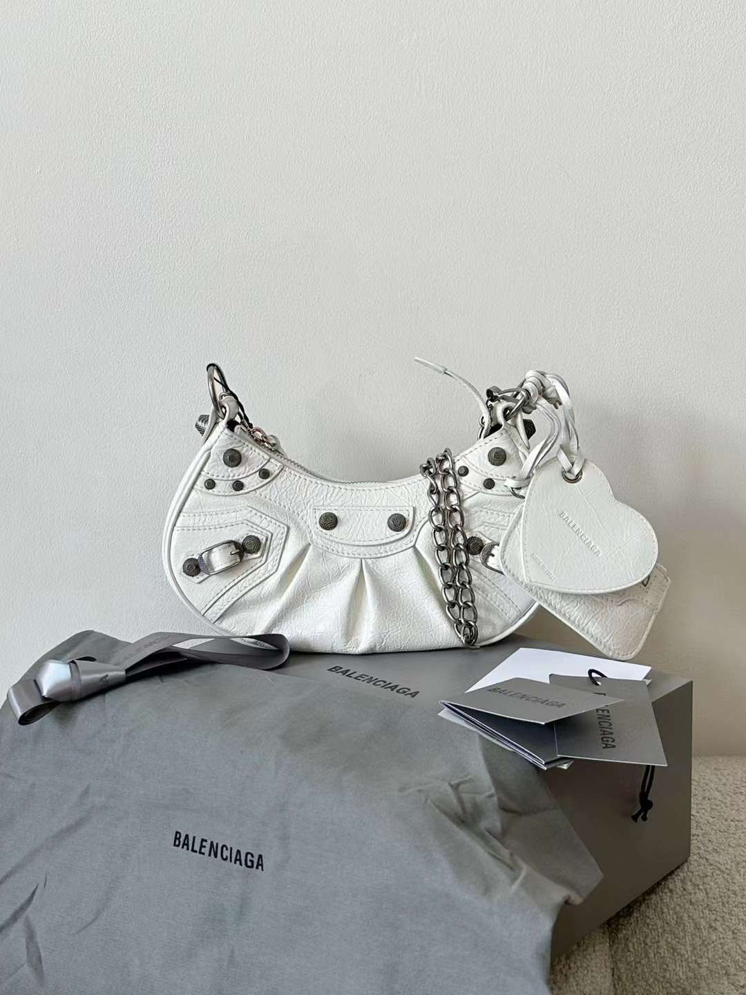 BALEN_GAGA LE CAGOLE 粗鏈條機車包 白色XS