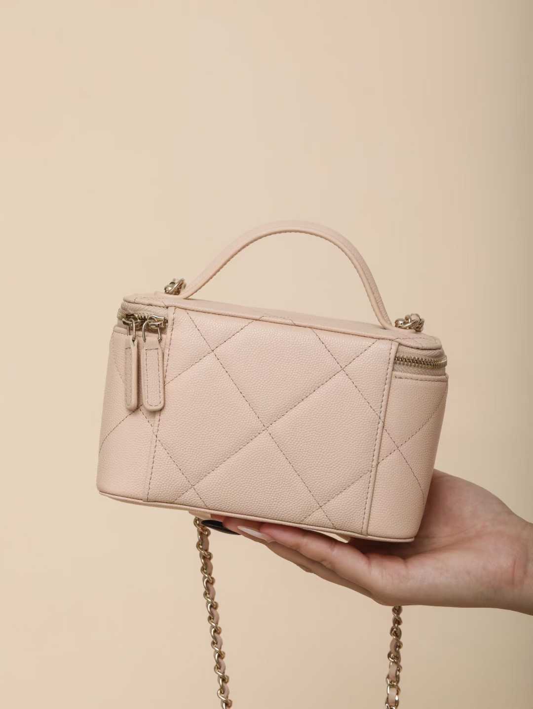 CHANEL 25K大菱格 手柄盒子包 化妝包 (三色)