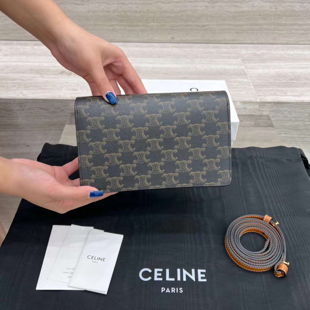 CELINE TRIOMPH CANVAS 帆布羊皮WOC
