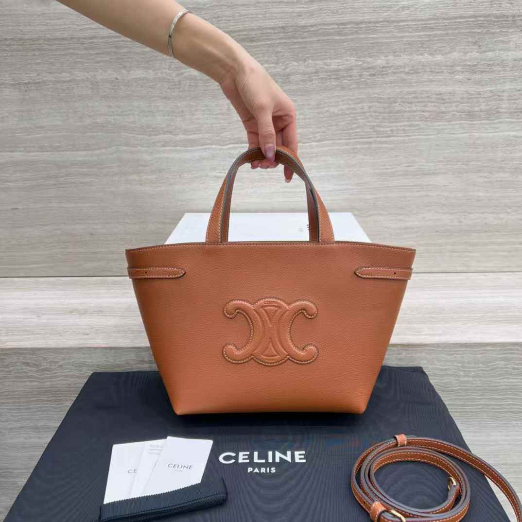 CELINE CABAS ANAIS粒面牛皮革迷你手袋 棕色