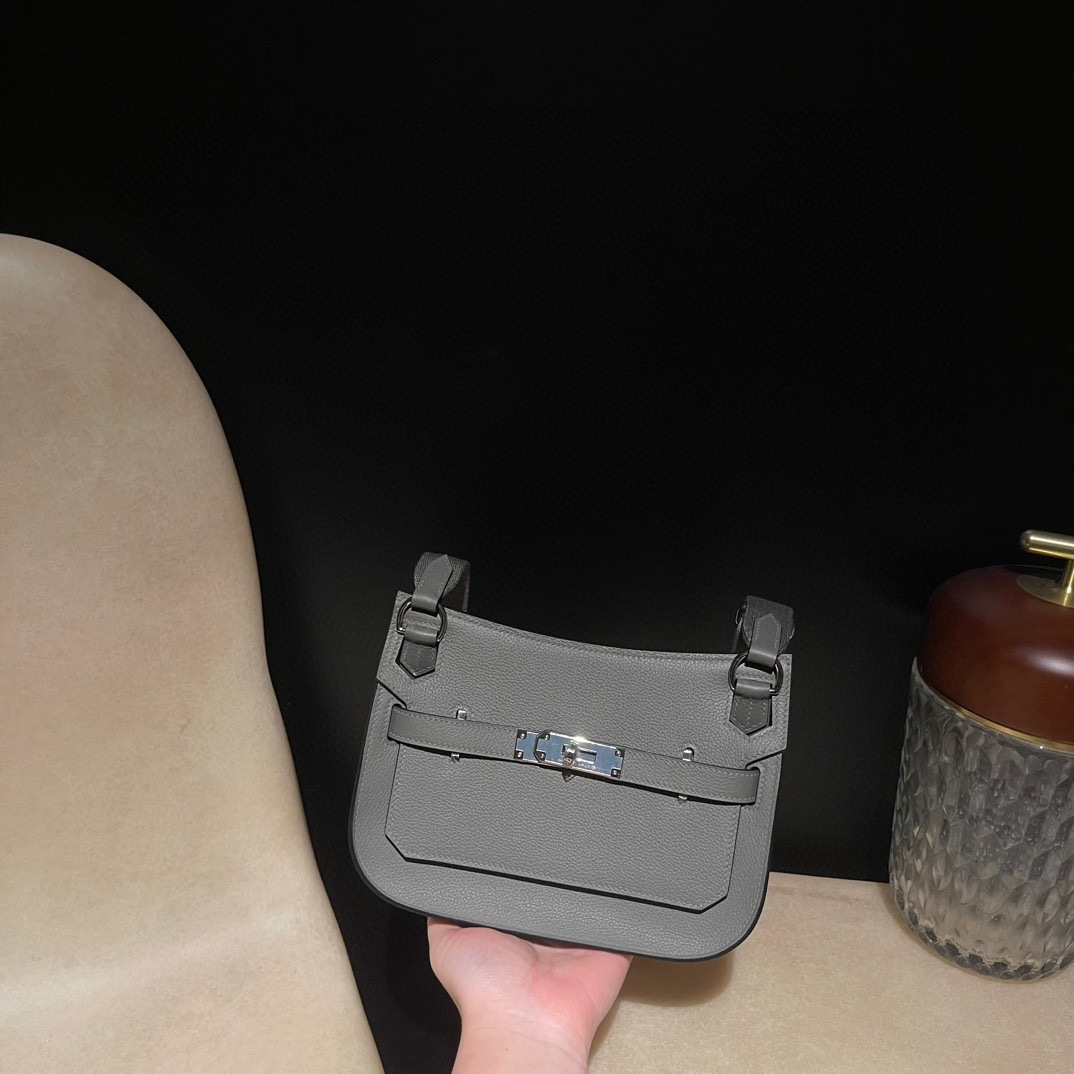 HERMES MINI JYPSIERE CLEMENCE皮 0L 積雨雲灰 吉普賽包