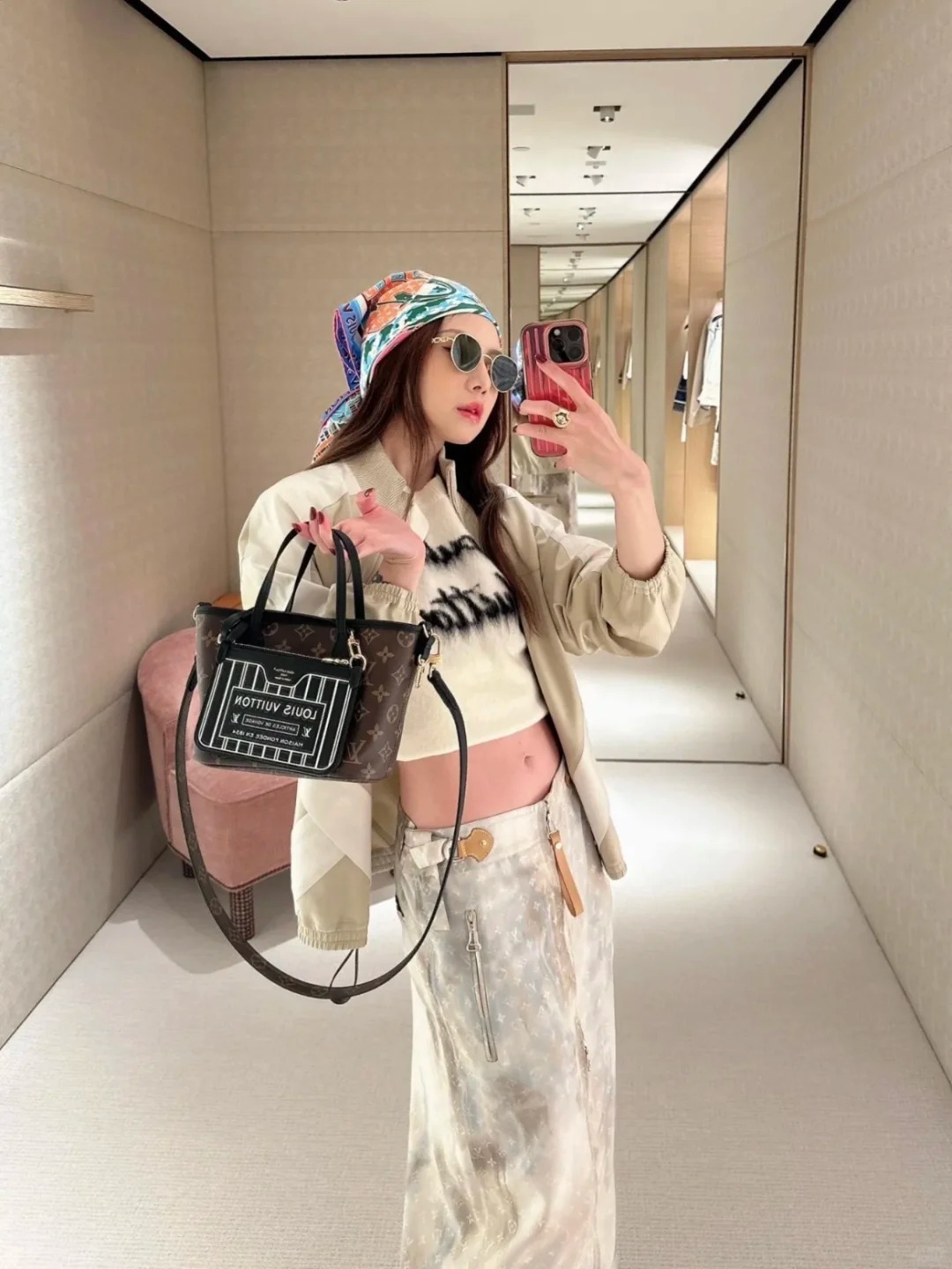 LV NEVERFULL BANDOULIERE INSIDE OUT BB 雙面購物袋 老花/黑色