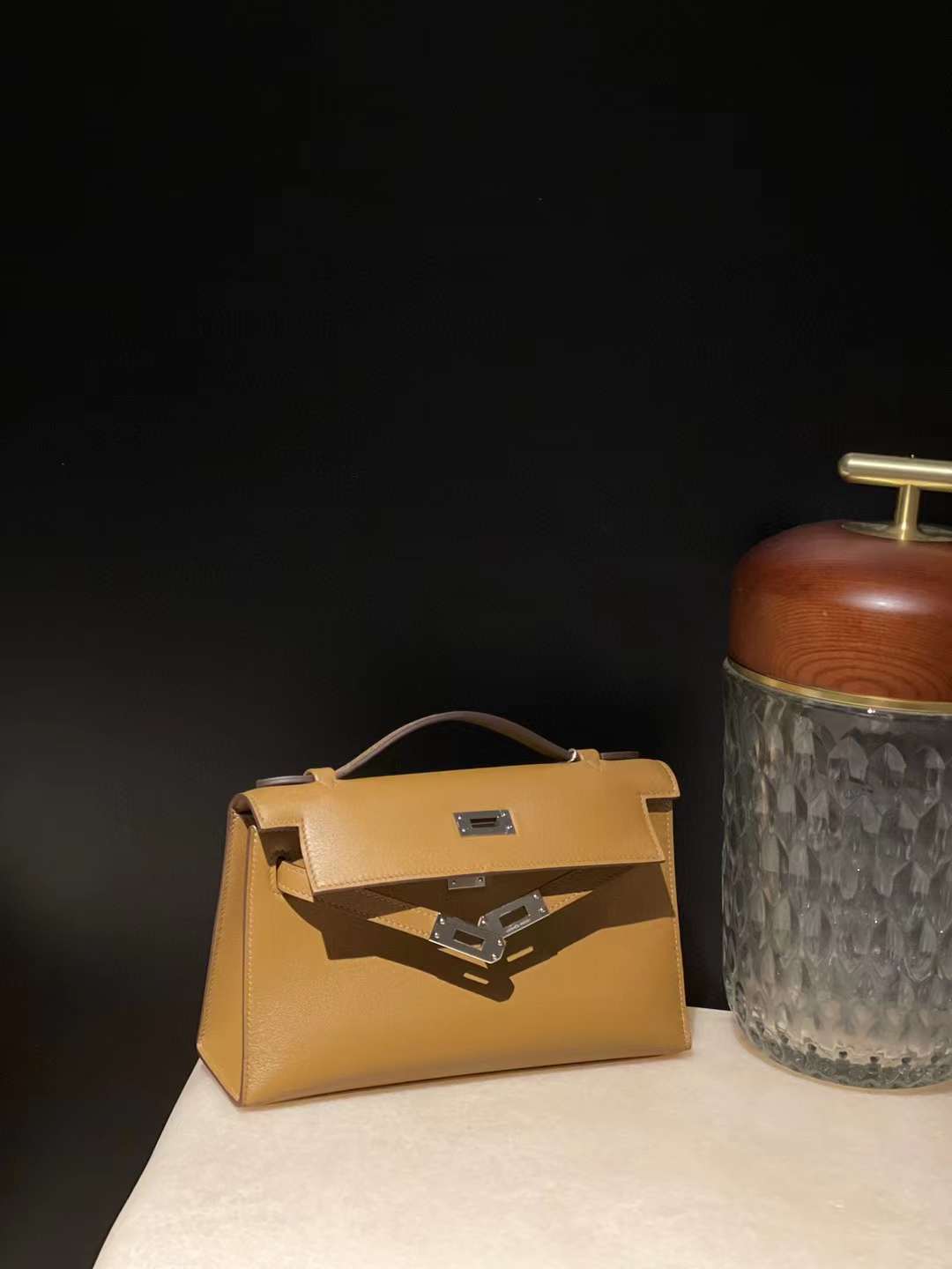 HERMES MINI KELLY POCHETT 一代手拿包 SWIFT皮 U8 青銅色 銀扣