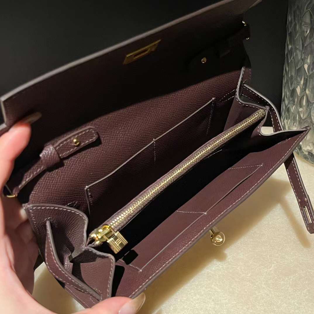 HERMES KELLY TO GO EPSOM皮 0G 馬鞍紅 金釦