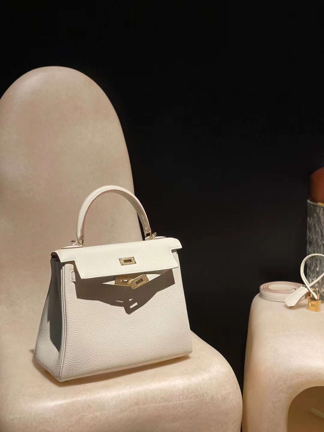 HERMES KELLY EPSOM皮 I2奶油白 銀釦 25/28/32/35