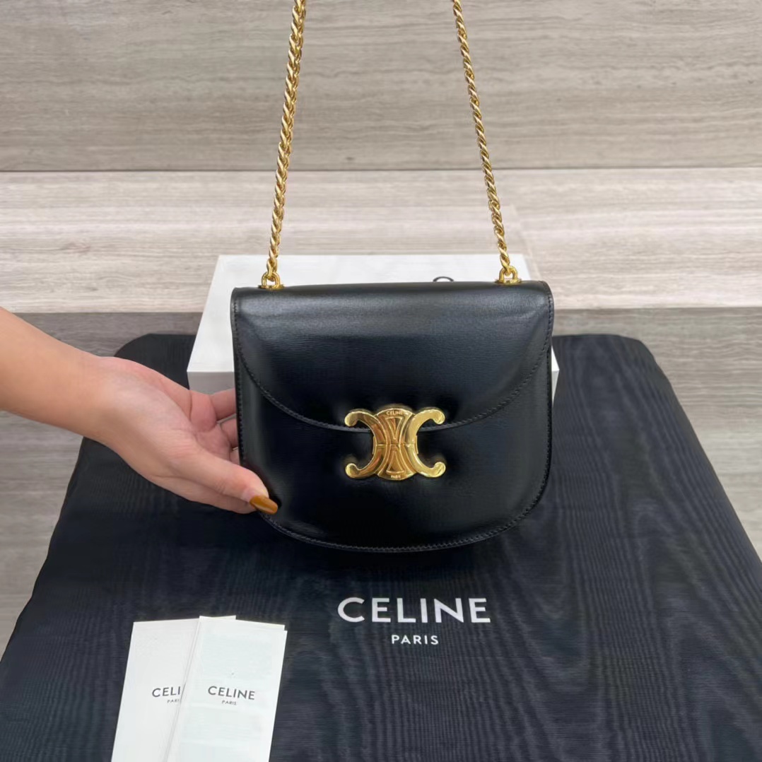 CELINE TEEN CHAIN BESACE TRIOMPHE 黑色金釦手袋