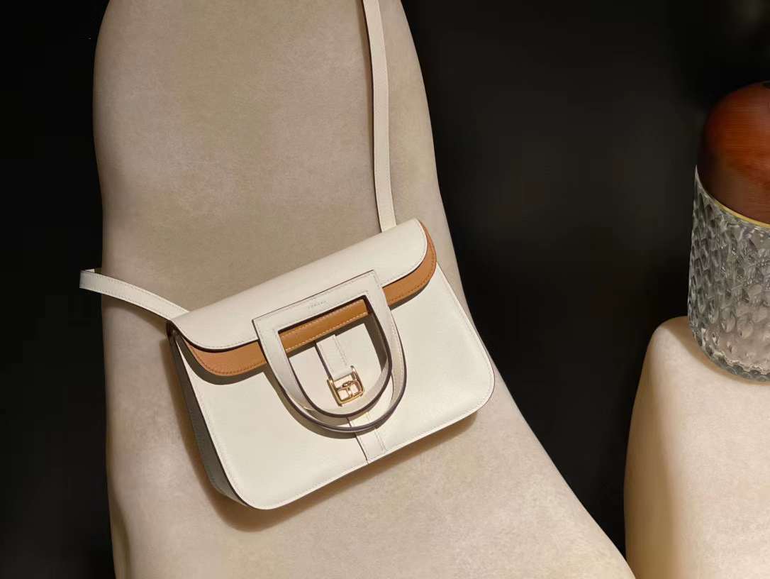 HERMES HALZAN SWIFT皮 I2 奶油白 拼 2S芝麻色 25/31