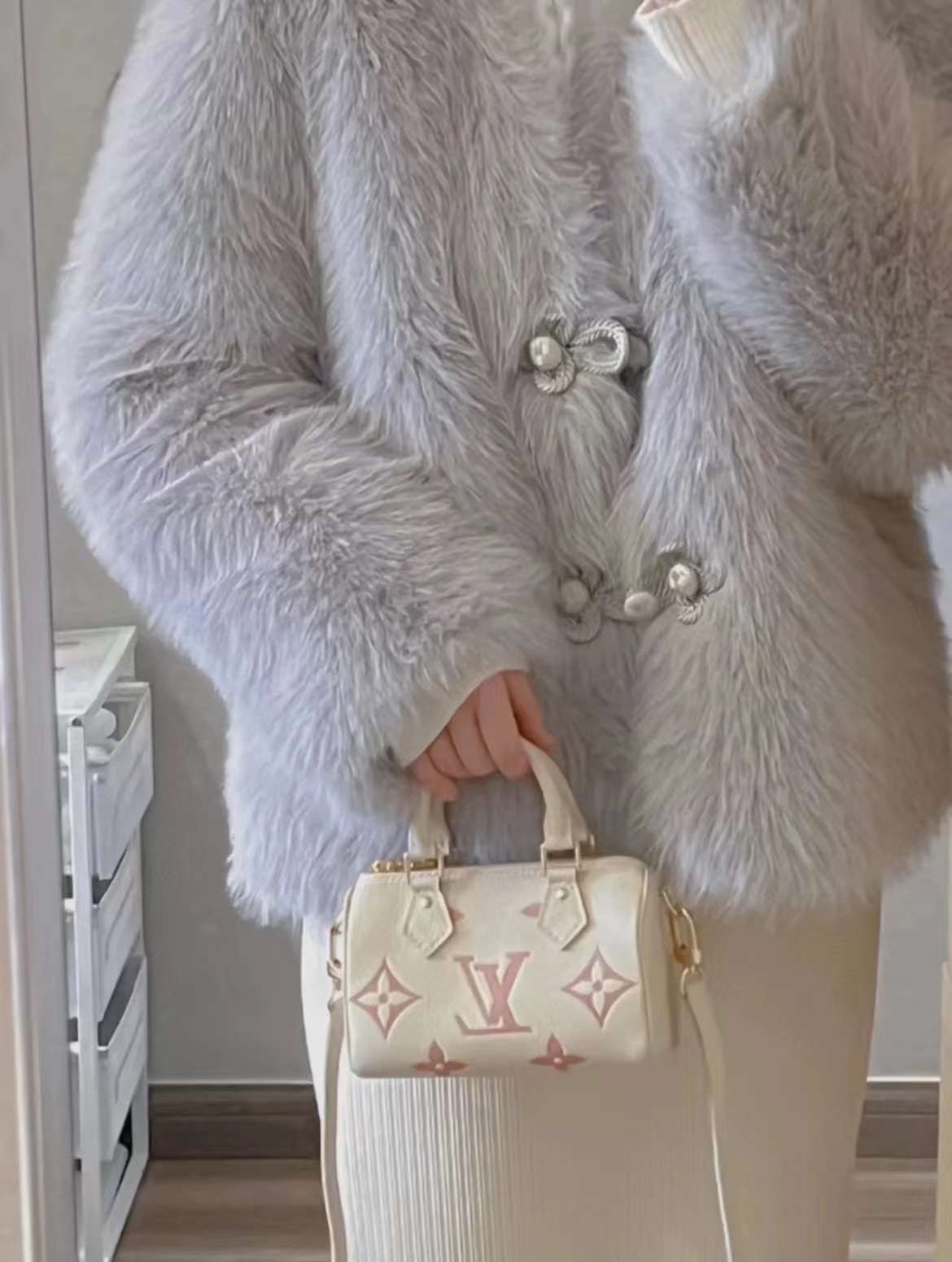 LV NANO MINI SPEEDY 草莓牛奶波士頓包