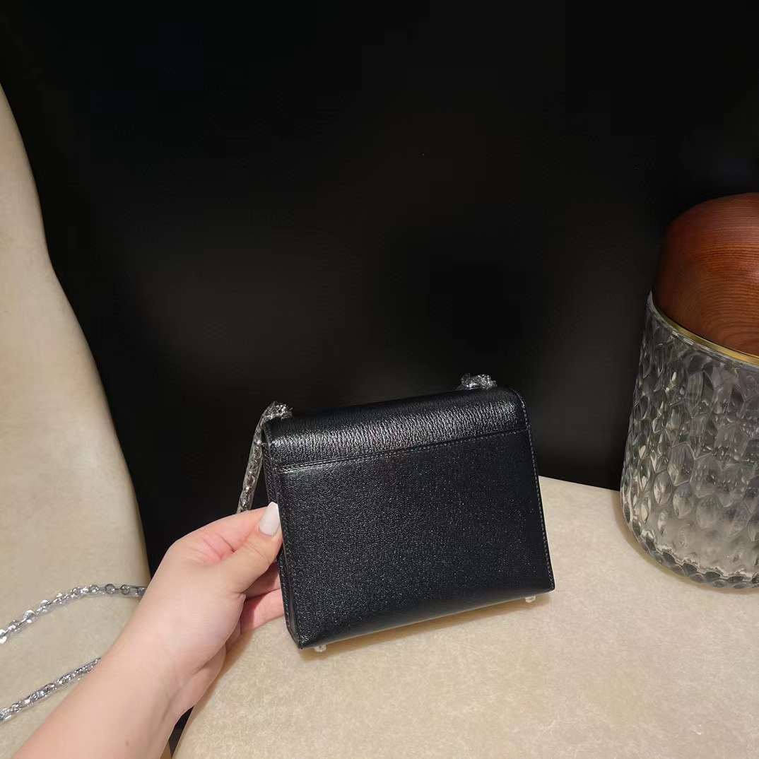 HERMES VERROU 17CM 山羊皮 89 黑色 銀扣