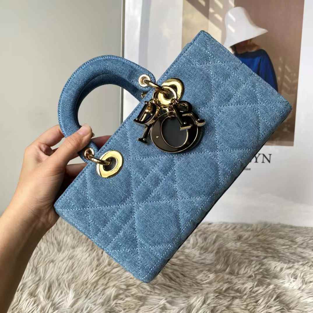 DIOR D-JOY 丹寧牛仔黛妃包 大號