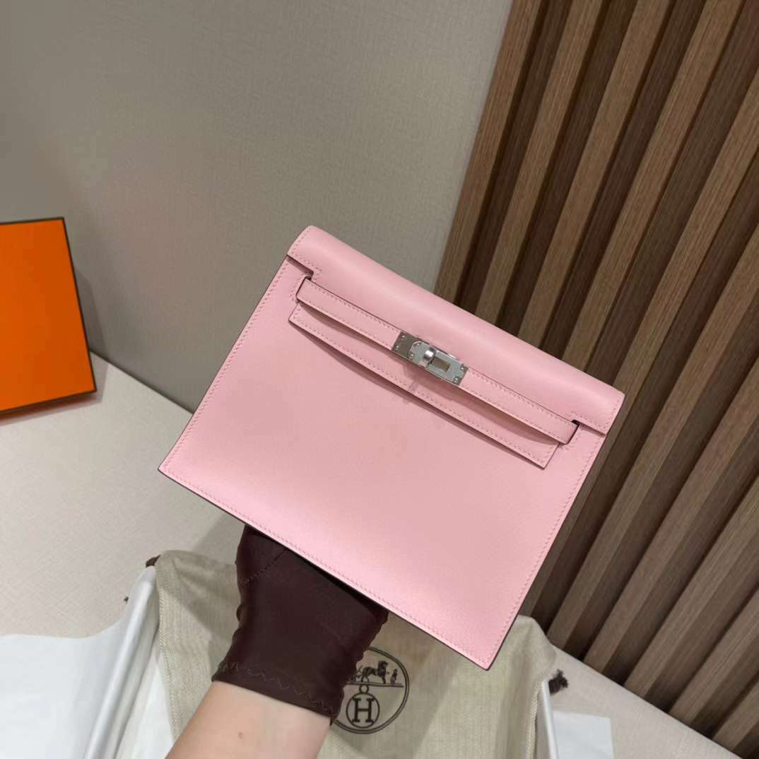 HERMES KELLY DANSE跳舞包 JONATHAN皮 3Q 櫻花粉
