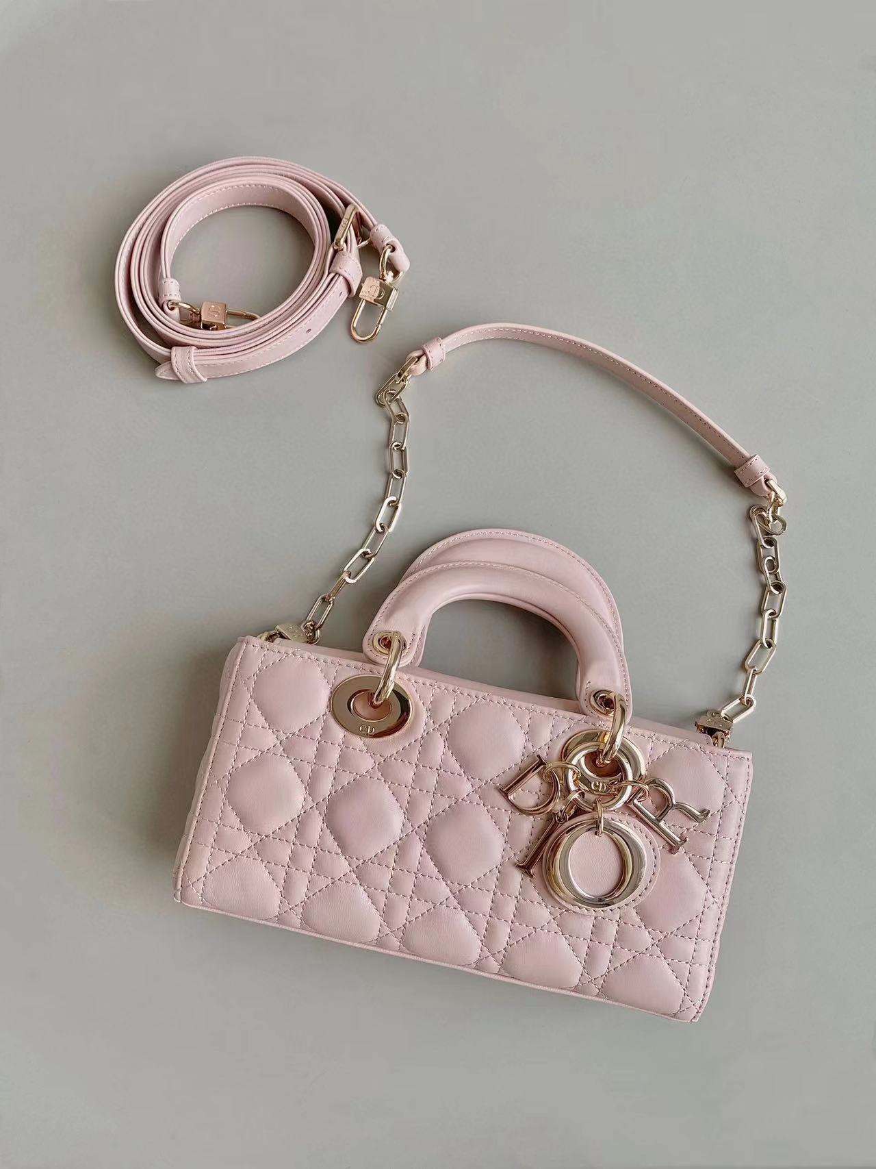 DIOR LADY D-JOY 胭脂粉小號黛妃包