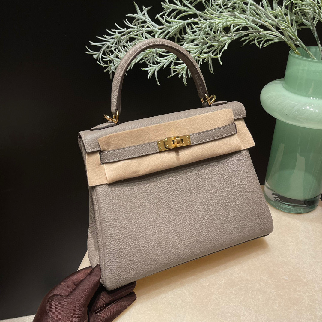 HERMES KELLY TOGO皮 M8瀝青灰 金釦 25/28/32/35