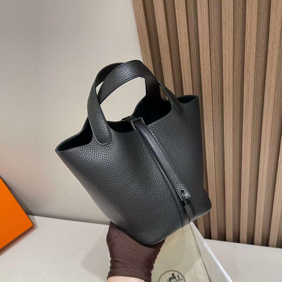 HERMES PICOTIN LOCK 89 啞光黑菜籃子