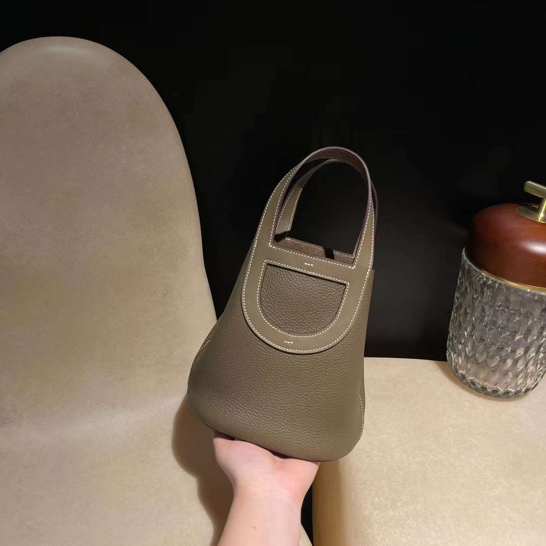 HERMES IN THE LOOP TC 拼SWIFT皮 18大象灰 豬鼻子菜籃子