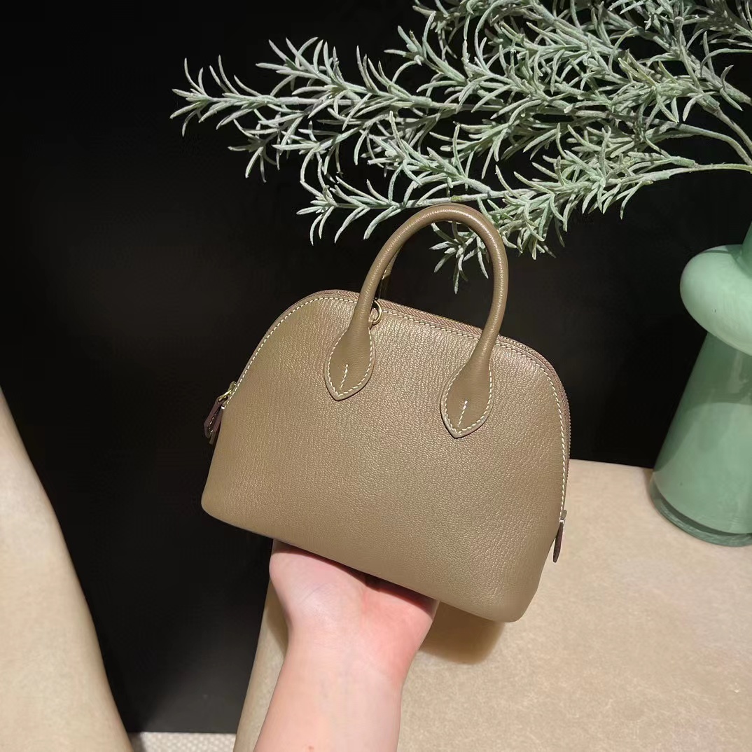 HERMES MINI BOLIDE 山羊皮 18大象灰金扣 保齡球包