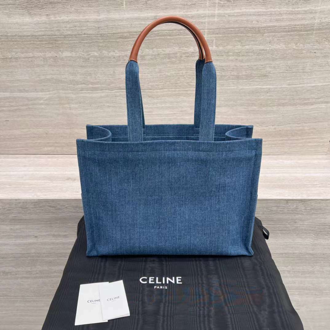 CELINE PARIS CABAS THAIS 丹寧托特包 大號