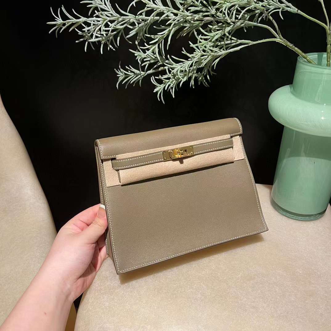 HERMES KELLY DANCE SWIFT皮 18大象灰 金扣