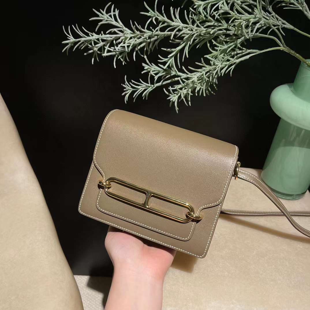 HERMES ROULIS MINI EVERCOLOR皮 18大象灰 金扣18cm