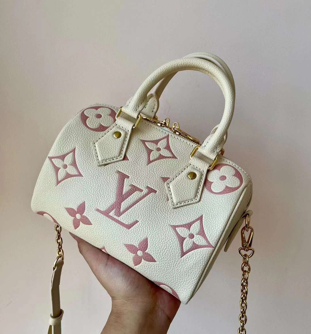 LV SPEEDY BANDOULIÈRE 20 草莓牛奶色手提包
