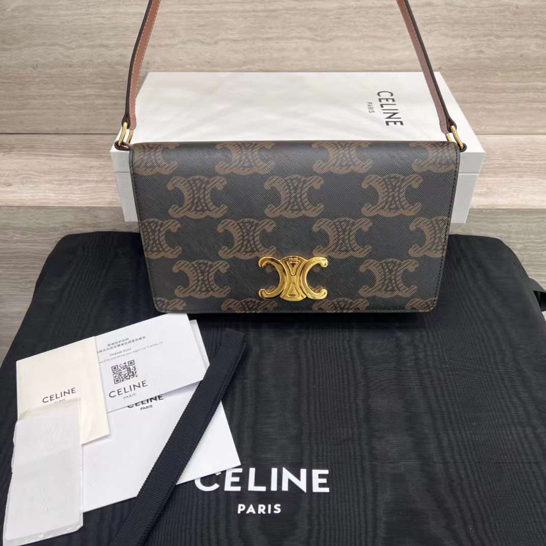 CELINE TRAPEZE TRIOMPHE 牛皮梯型肩背包/手拿包 (三色)