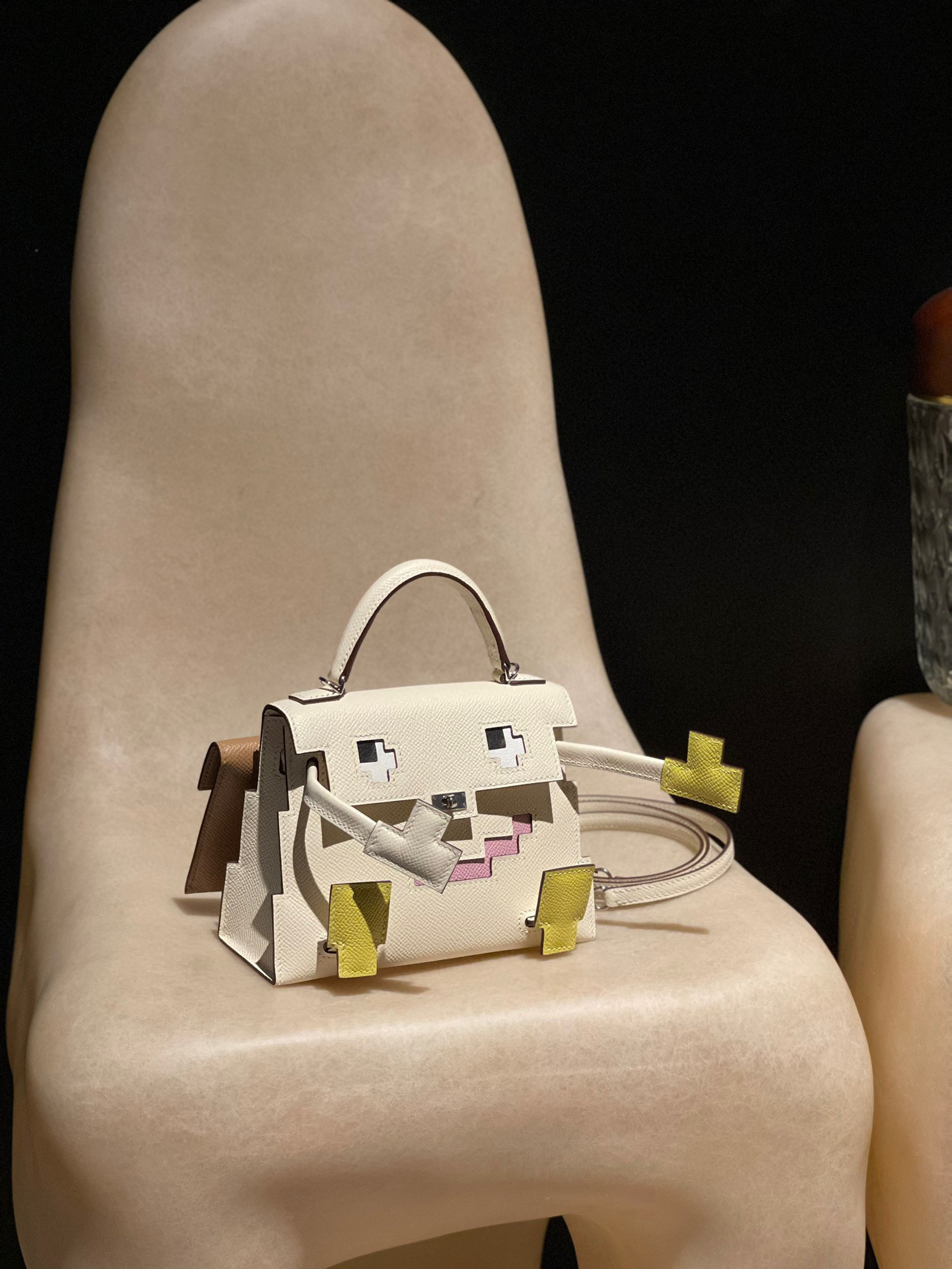 HERMES KELLYDOLE DOLL PICTO 10奶油白 馬賽克娃娃包