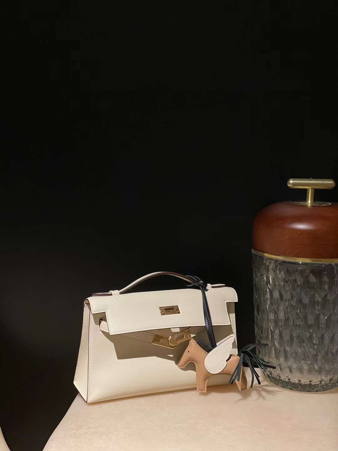 HERMES MINI KELLY POCHETT 一代手拿包 SWIFT皮 10 奶昔白 金扣