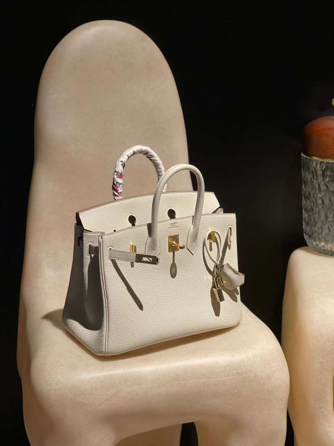 HERMES BIRKIN 25CM 10奶昔白金扣 TOGO小牛皮 鉑金包
