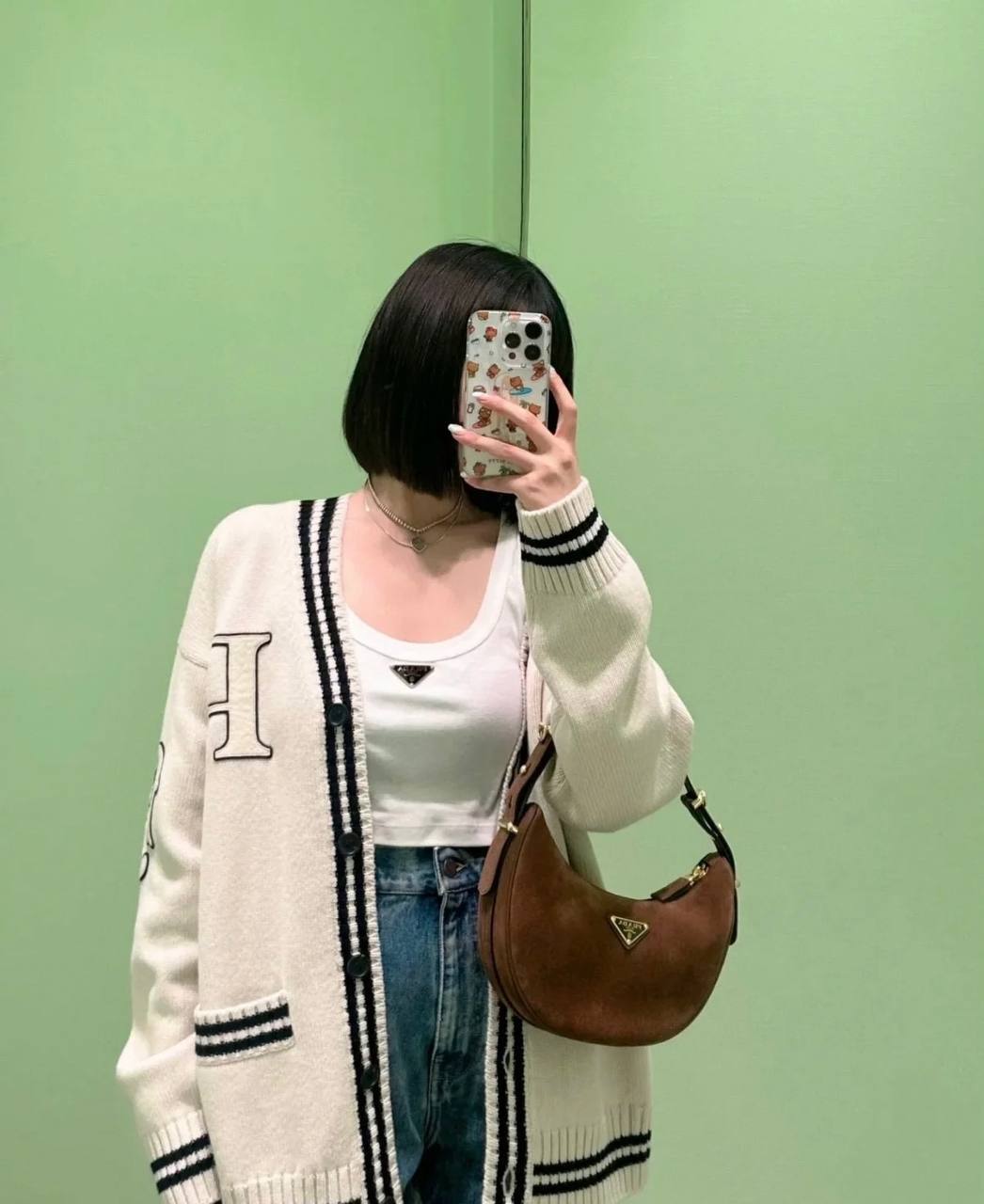 PRADA ARQUE' 麂皮肩背手袋