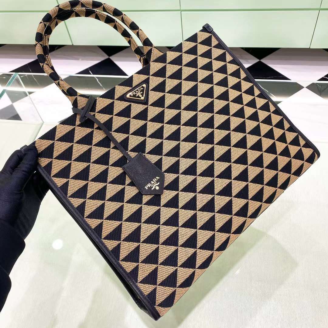 PRADA SYMBOLE 提花面料托特包 大號