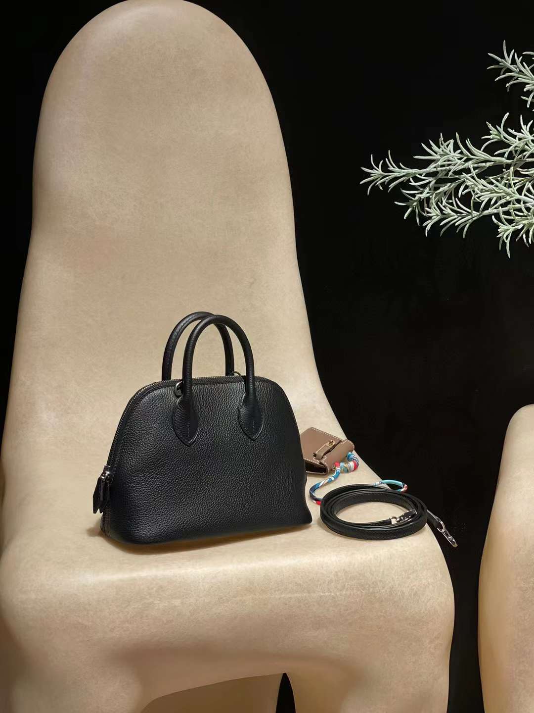 HERMES BOLIDE MINI EVERCOLOR 89黑色銀釦