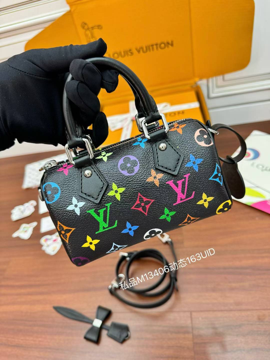 Louis Vuitton Speedy nano 村上隆聯名 黑三彩