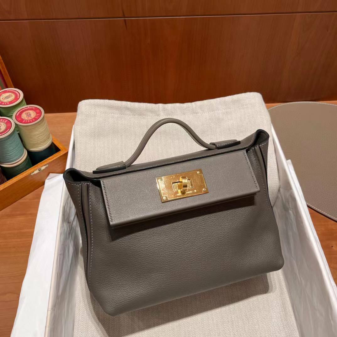 HERMES 2424 18大象灰 手提包