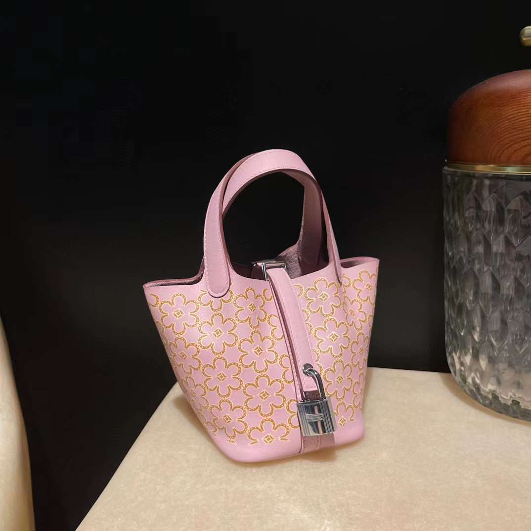 HERMES PICOTIN LOCK MICRO LUCKY SWIFT X9錦葵紫14CM 菜籃子