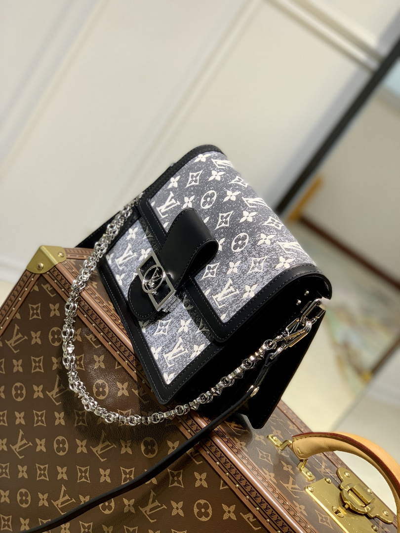 LV DAUPHINE MM 黑牛仔緹花斜垮包