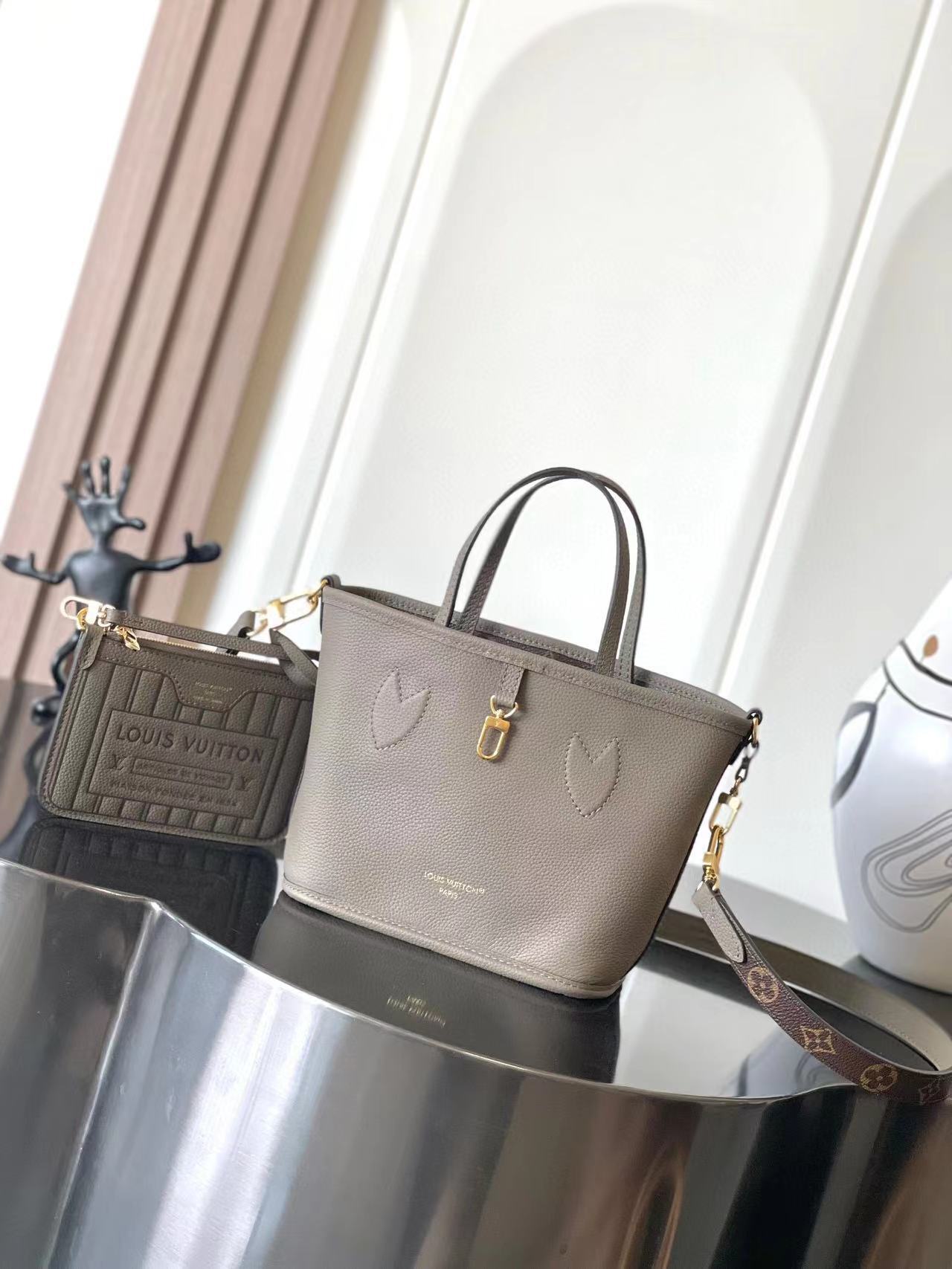 LV NEVERFULL BANDOULIERE INSIDE OUT BB 雙面購物袋 老花/斑鳩灰