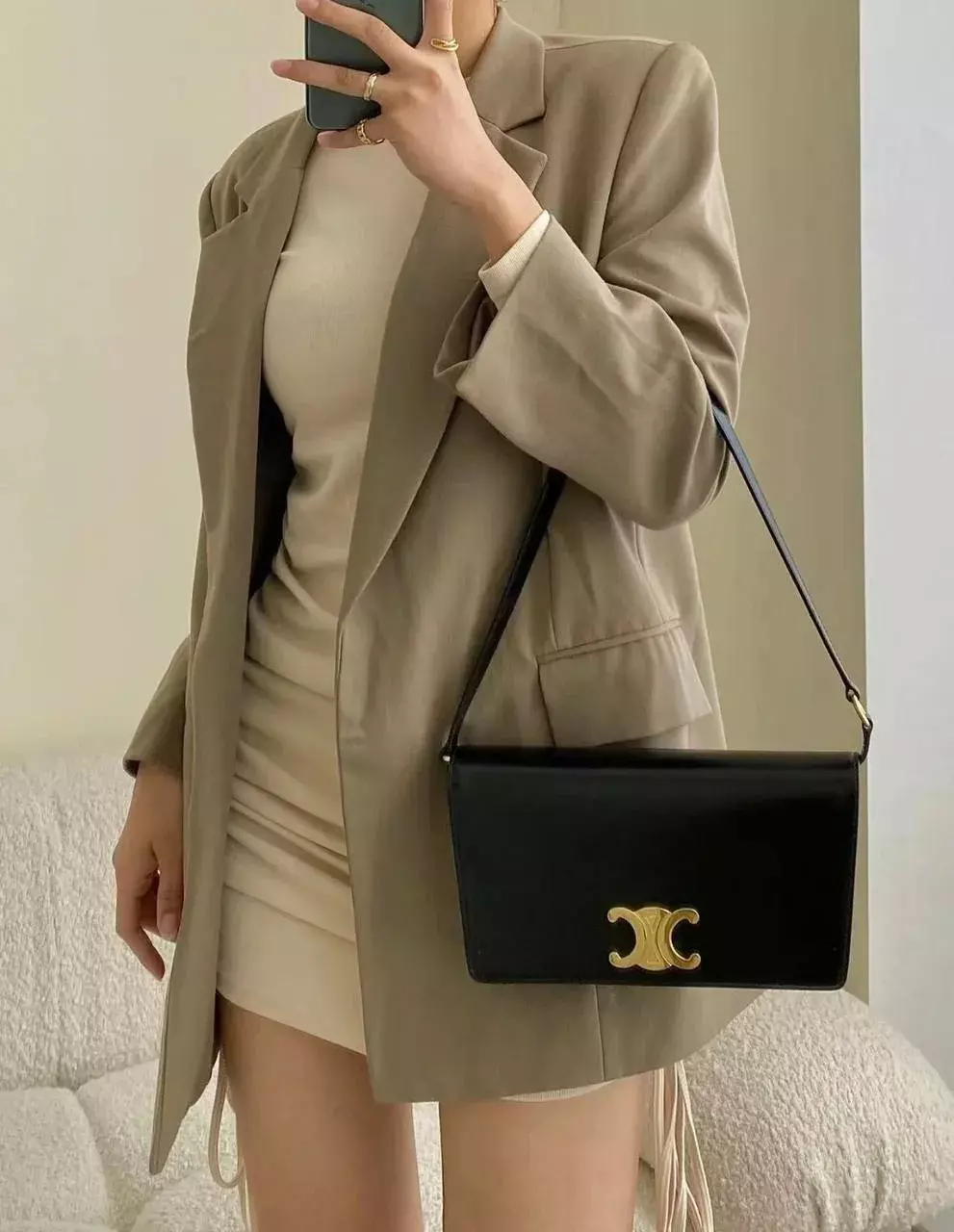 CELINE TRAPEZE TRIOMPHE 牛皮梯型肩背包/手拿包 (三色)