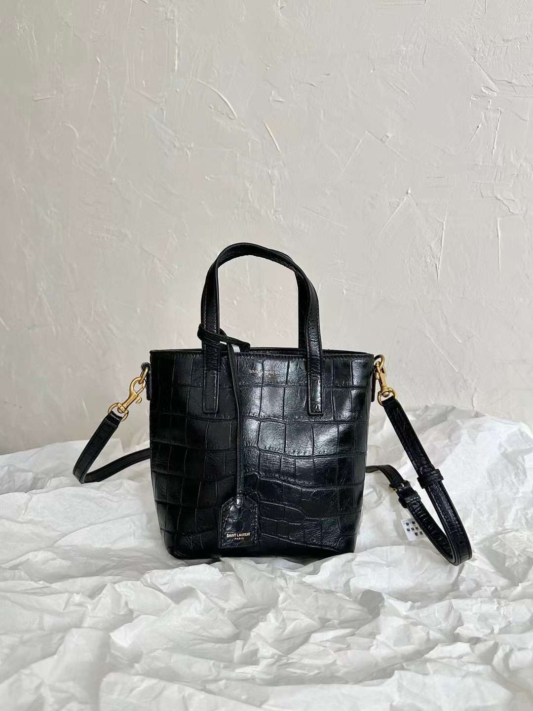 Y*L MINI TOTE 鱷魚紋黑金